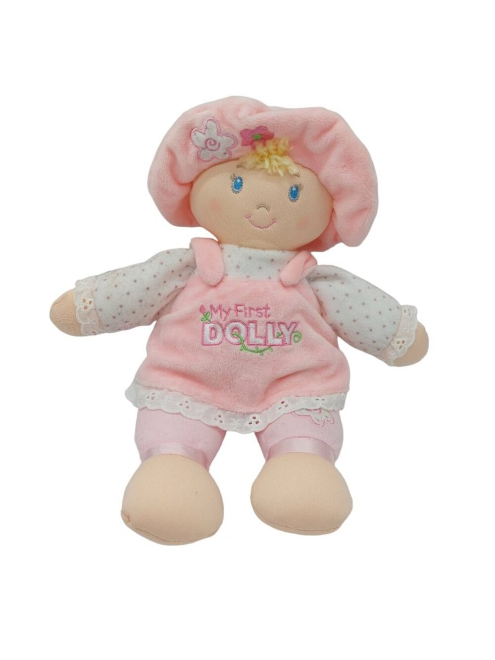 Baby Gund My First Dolly 10" Plush Stuffed Doll Pink Outfit Blonde Hair Blue Eye